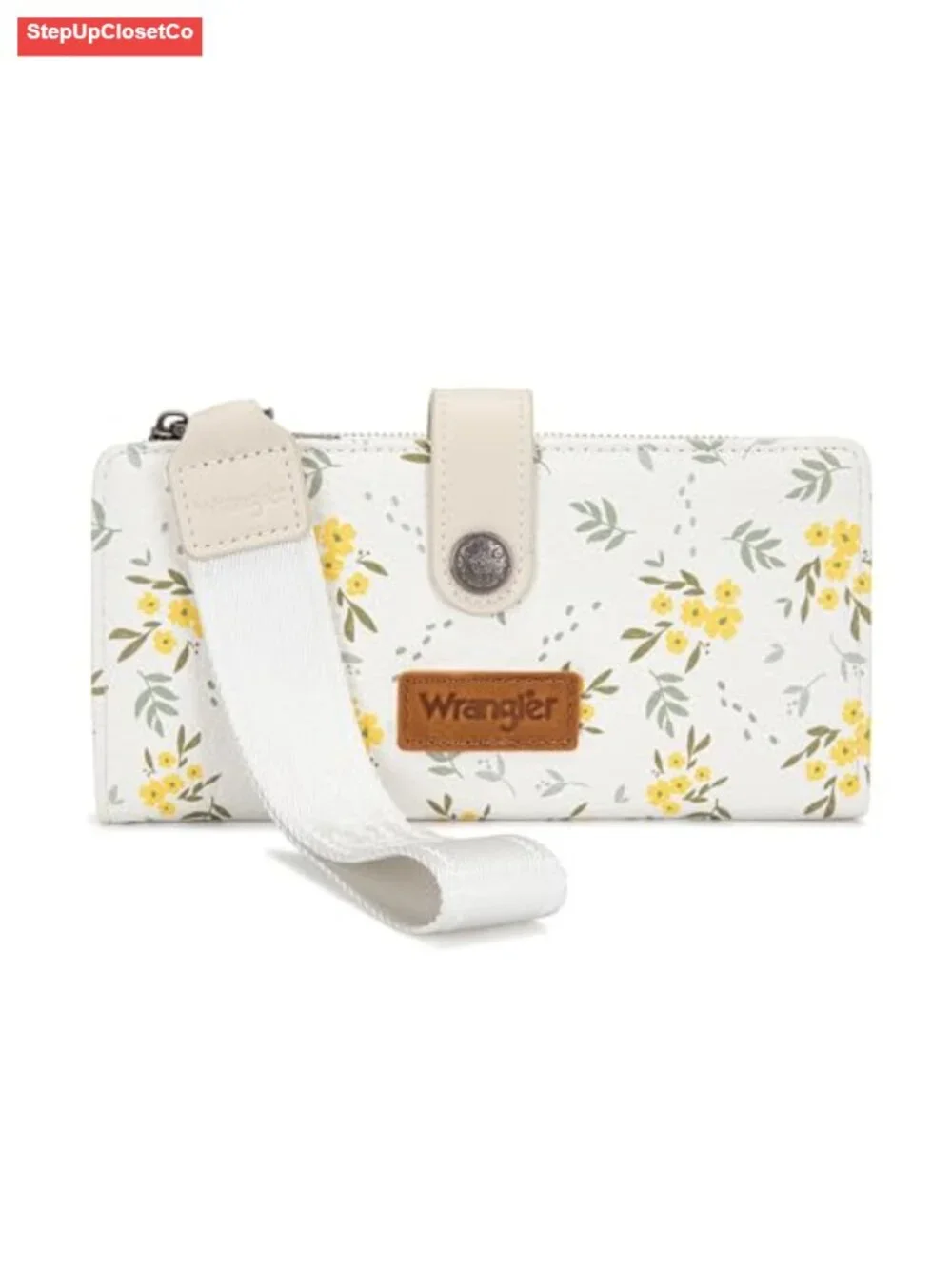 Wrangler Large Bifold Wristlet Wallet with RFID Blocking, Faux Leather Clutch
